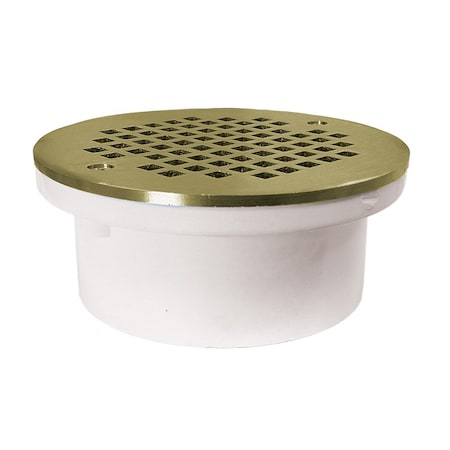Jones Stephens 4in. General Purpose PVC Drain with 6in. Polished Brass Round Strainer D54105
